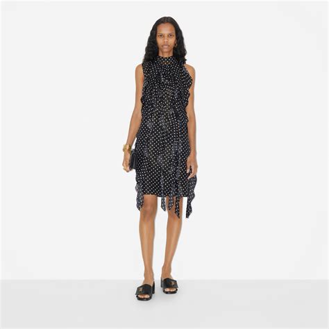 Burberry Silk Ruffled Polka Dot Dress 